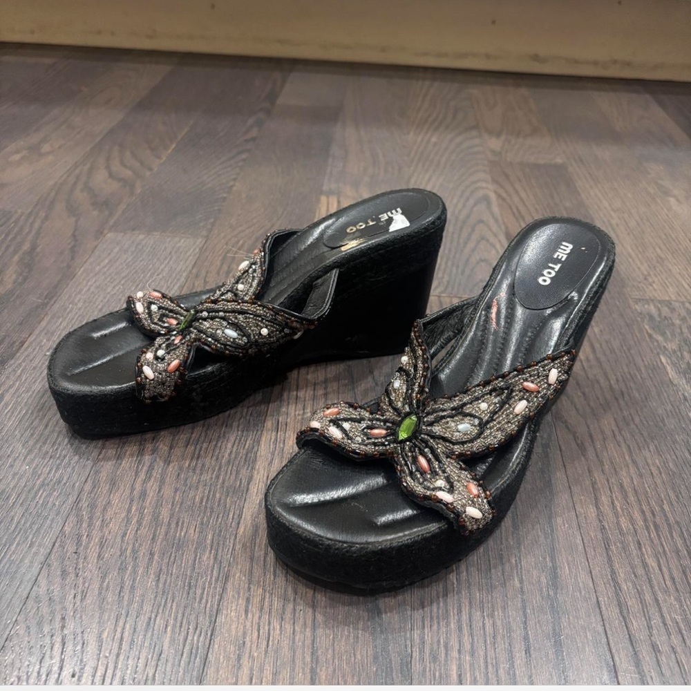 Me Too Black Sandals with Embellished Butterfly - Picture 2 of 5
